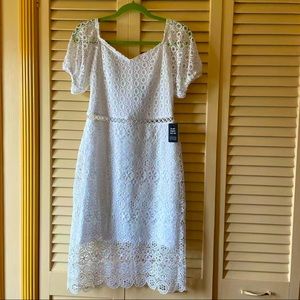Express White Lace Off-Shoulder Dress